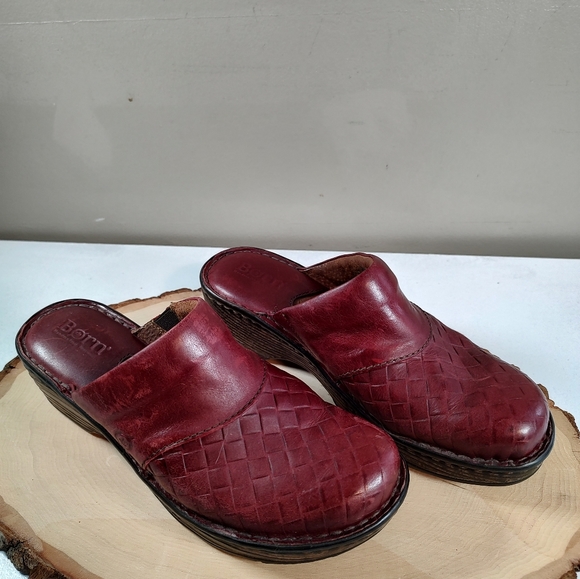 Born Leather slides mules clogs wine made in Mexico women's Size 6.5 - Picture 3 of 14